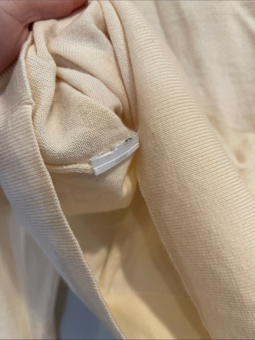 Banana Republic 100% Merino Wool Cream, Puff Sleeve Crewneck Sweater Size Large - Picture 6 of 6